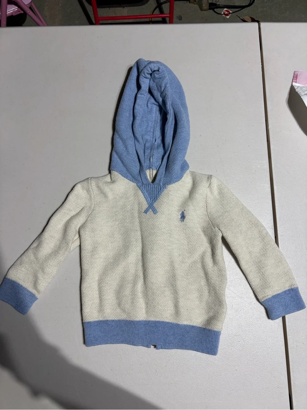 Ralph Lauren Kids Light Blue & Cream Striped Crewneck Sweater